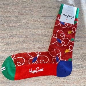 3for$25 NWT Happy Socks Christmas Lights Socks Red Green Blue Xmas Gift